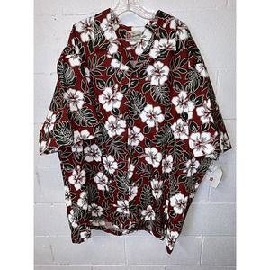 NWT Hilo Hattie Hawiian Button Down 4XL Red Green Christmas Shirt Xmas Floral 4X